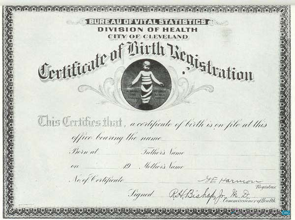 Download Ohio Division of Health birth certificate Photoshop template